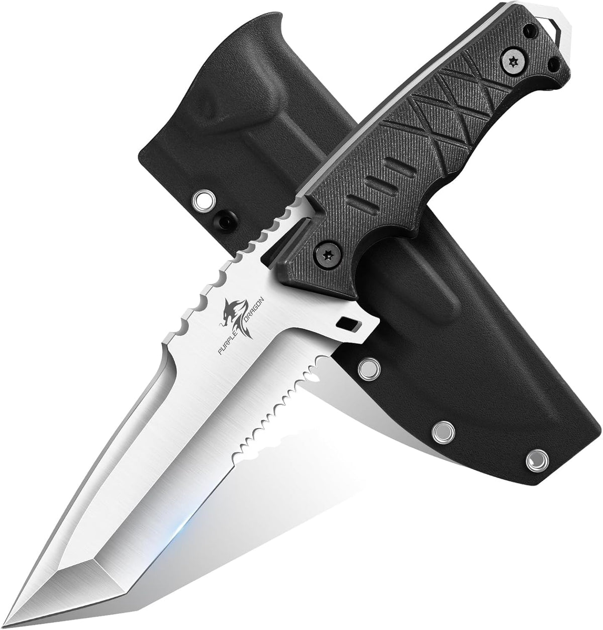 Fixed Blade Knife with Kydex Sheath - Plain Blade | D2 Steel Blade, Ergonomic G10 Handle, Gift Box, Outdoor Survival Gear, for Bushcraft Survival and Hiking