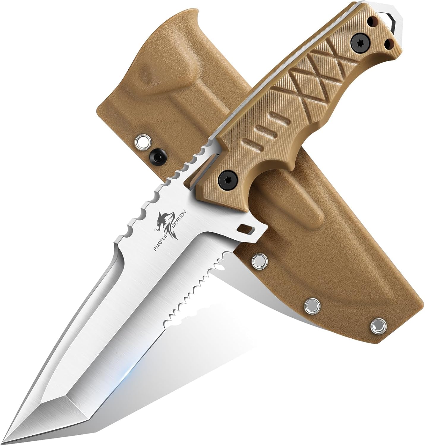 Fixed Blade Knife with Kydex Sheath - Plain Blade | D2 Steel Blade, Ergonomic G10 Handle, Gift Box, Outdoor Survival Gear, for Bushcraft Survival and Hiking