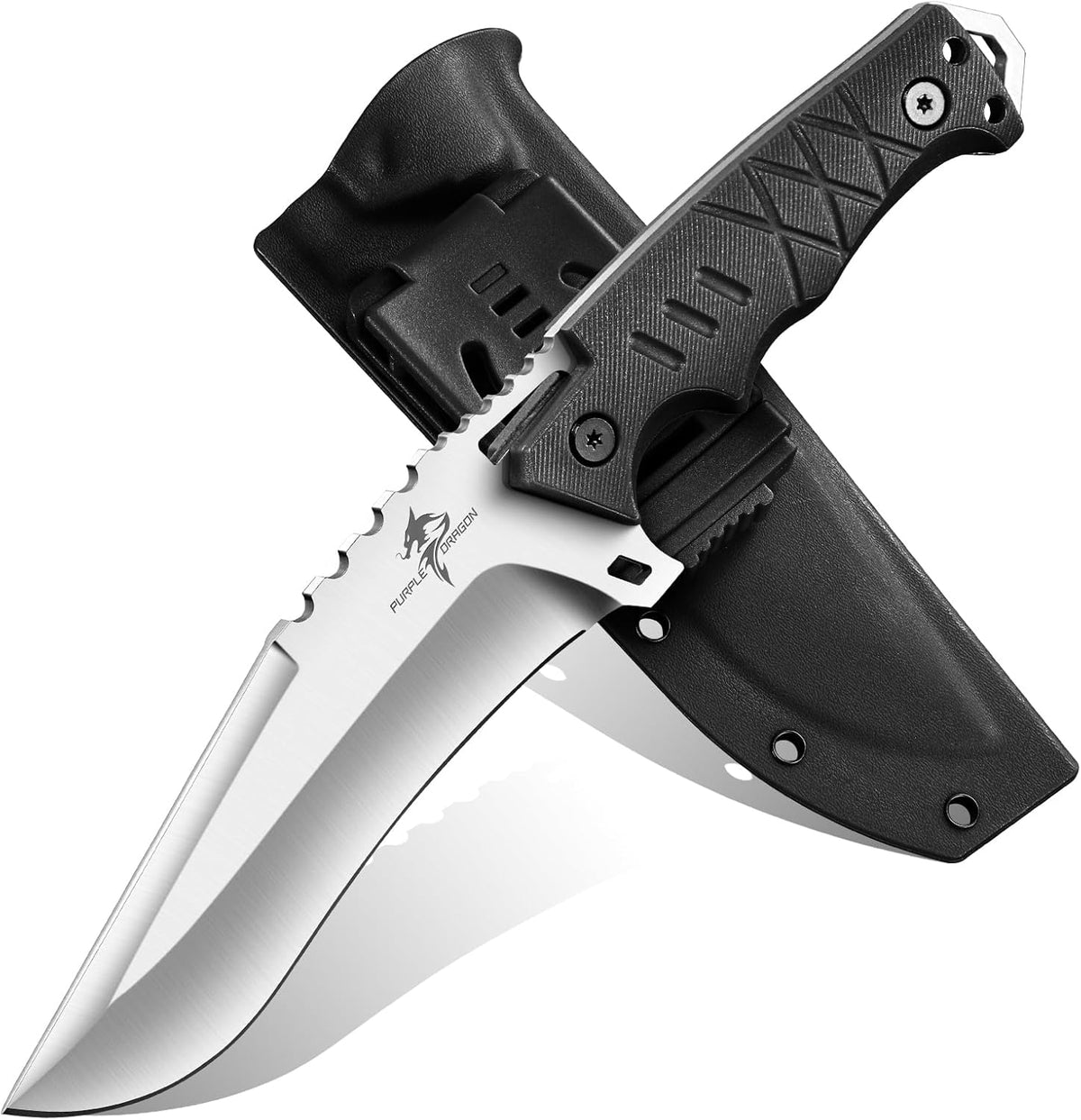 Fixed Blade Knife with Kydex Sheath - Plain Blade | D2 Steel Blade, Ergonomic G10 Handle, Gift Box, Outdoor Survival Gear, for Bushcraft Survival and Hiking