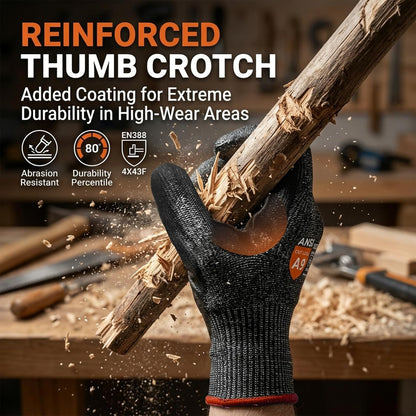 A9 Cut Resistant Work Gloves for Men, Safety Gloves for Men Touchscreen with Reinforced Thumb for Metal Glass Wood