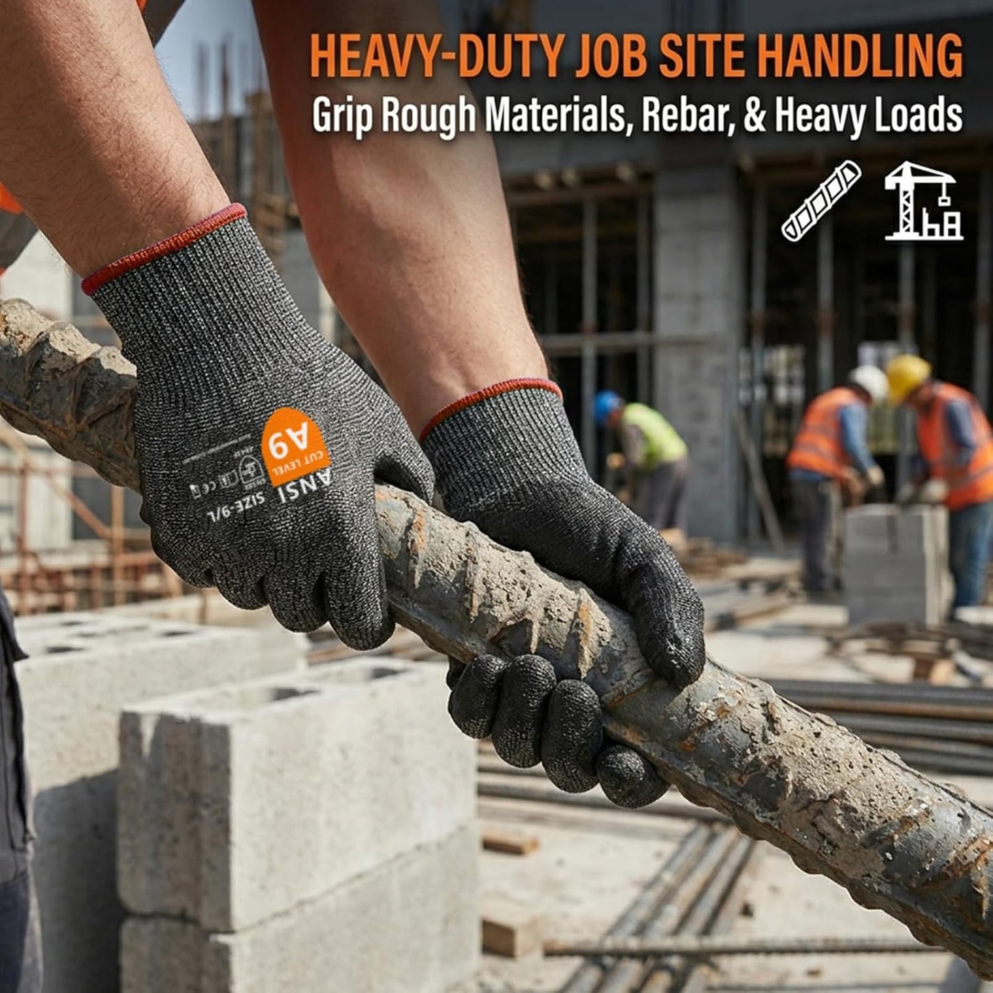 A9 Cut Resistant Work Gloves for Men, Safety Gloves for Men Touchscreen with Reinforced Thumb for Metal Glass Wood