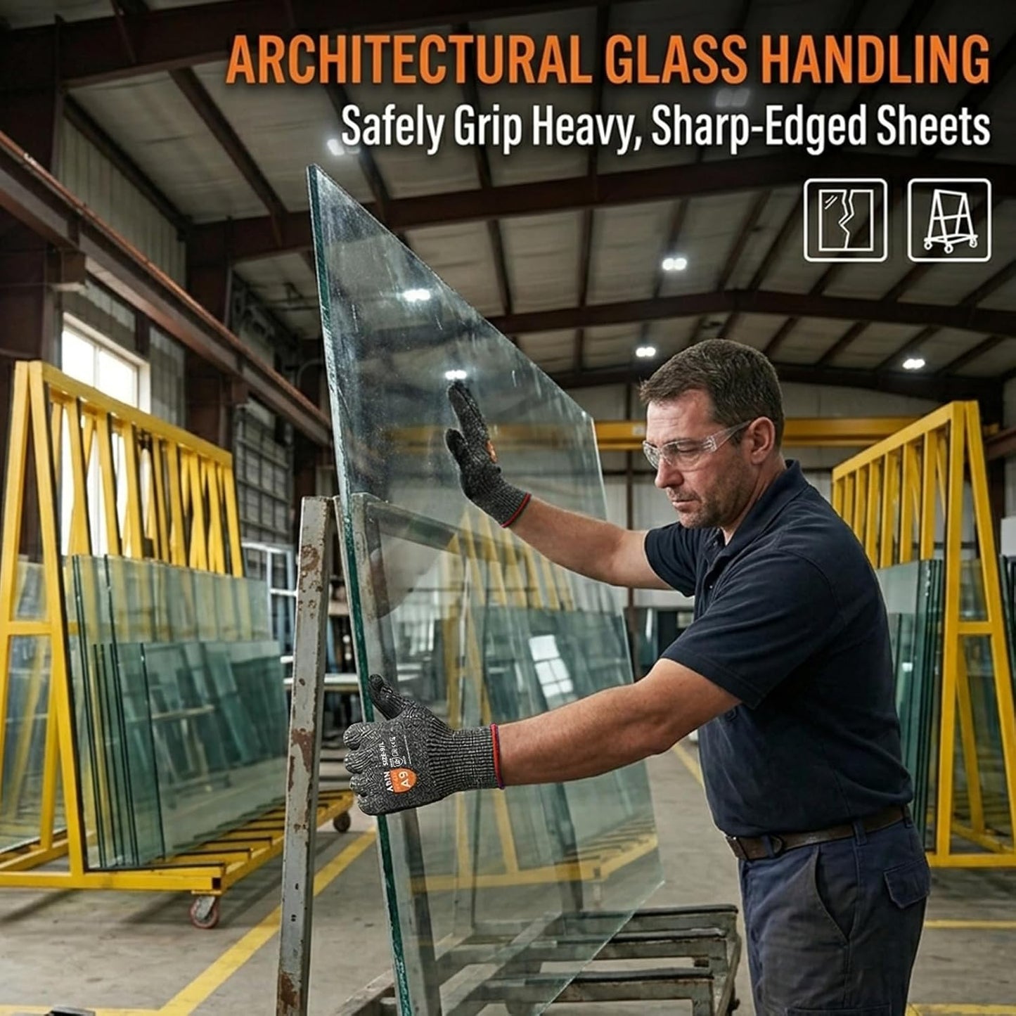 A9 Cut Resistant Work Gloves for Men, Safety Gloves for Men Touchscreen with Reinforced Thumb for Metal Glass Wood