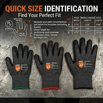 A9 Cut Resistant Work Gloves for Men, Safety Gloves for Men Touchscreen with Reinforced Thumb for Metal Glass Wood