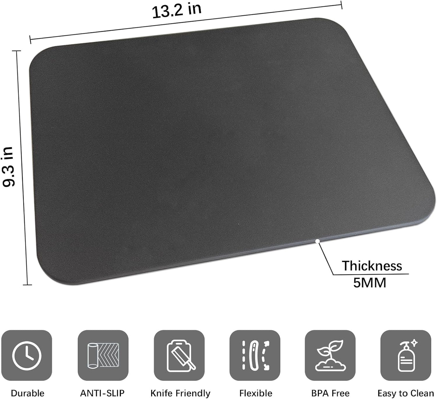Thick TPU Cutting Boards for Kitchen, Rubber Flexible Cutting Board Mats, Nonslip Silicone Chopping Mats Foldable BPA Free Knife Friendly Non-Toxic Dishwasher Safe