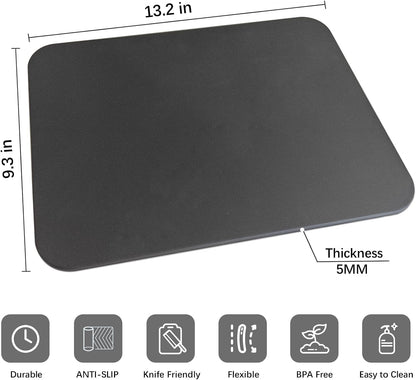 Thick TPU Cutting Boards for Kitchen, Rubber Flexible Cutting Board Mats, Nonslip Silicone Chopping Mats Foldable BPA Free Knife Friendly Non-Toxic Dishwasher Safe