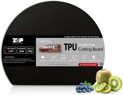 Thick TPU Cutting Boards for Kitchen, Rubber Flexible Cutting Board Mats, Nonslip Silicone Chopping Mats Foldable BPA Free Knife Friendly Non-Toxic Dishwasher Safe