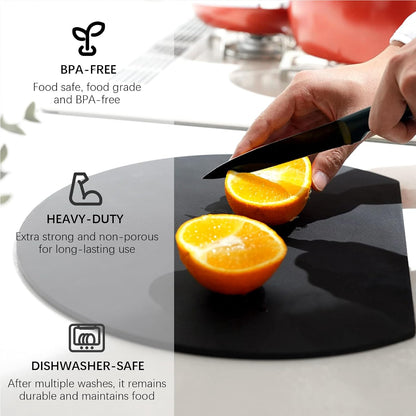 Thick TPU Cutting Boards for Kitchen, Rubber Flexible Cutting Board Mats, Nonslip Silicone Chopping Mats Foldable BPA Free Knife Friendly Non-Toxic Dishwasher Safe