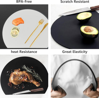 Thick TPU Cutting Boards for Kitchen, Rubber Flexible Cutting Board Mats, Nonslip Silicone Chopping Mats Foldable BPA Free Knife Friendly Non-Toxic Dishwasher Safe