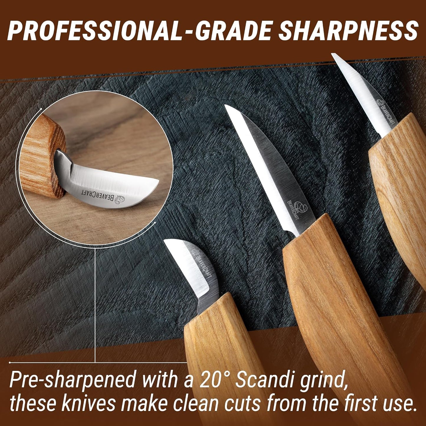 Wood Carving Knife Kit S15 Whittling Kit for Beginners, Kids - Wood Carving Tools Set with Detail Chip Knife Sloyd Whittling Knives & Leather Strop, Polishing Compound and Tutorials