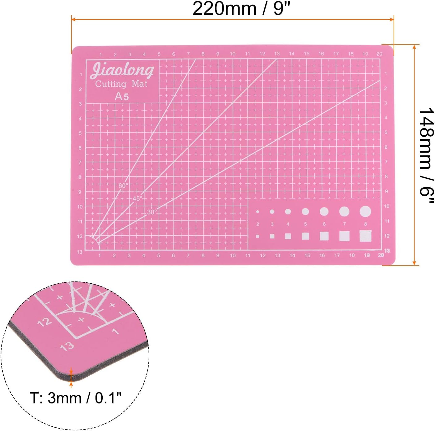 A5 Self-Healing Cutting Mat 9"x6" Craft Cutting Board for DIY Art Work Sewing Cutting, Black
