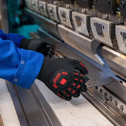 TPR Impact Reducing Work Gloves for Men,ANSI A3 Cut Resistant,Micro-Foam Nitrile Coated,Anti-Abrasion & Firm Grip,Ideal for Light Oil Work,Construction,Mechanics,Glass Handling,KG30NB