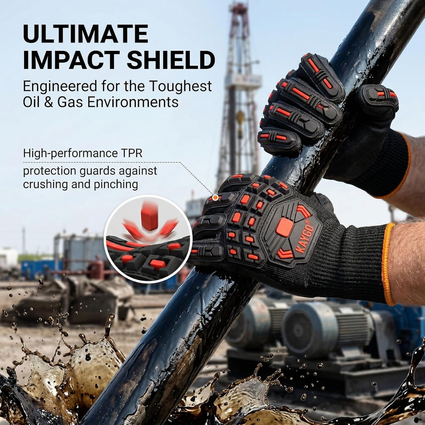 TPR Impact Reducing Work Gloves for Men,ANSI A3 Cut Resistant,Micro-Foam Nitrile Coated,Anti-Abrasion & Firm Grip,Ideal for Light Oil Work,Construction,Mechanics,Glass Handling,KG30NB
