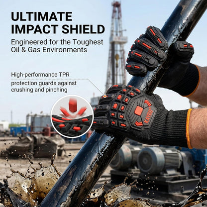TPR Impact Reducing Work Gloves for Men,ANSI A3 Cut Resistant,Micro-Foam Nitrile Coated,Anti-Abrasion & Firm Grip,Ideal for Light Oil Work,Construction,Mechanics,Glass Handling,KG30NB