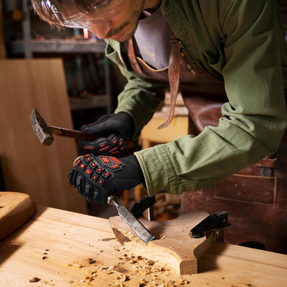 TPR Impact Reducing Work Gloves for Men,ANSI A3 Cut Resistant,Micro-Foam Nitrile Coated,Anti-Abrasion & Firm Grip,Ideal for Light Oil Work,Construction,Mechanics,Glass Handling,KG30NB