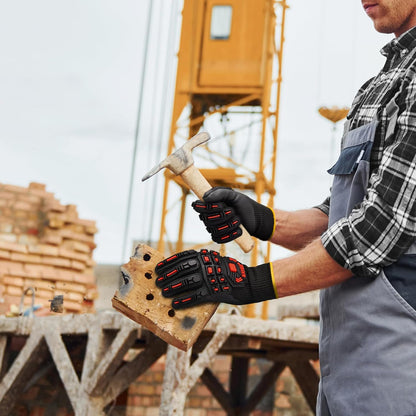 TPR Impact Reducing Work Gloves for Men,ANSI A3 Cut Resistant,Micro-Foam Nitrile Coated,Anti-Abrasion & Firm Grip,Ideal for Light Oil Work,Construction,Mechanics,Glass Handling,KG30NB