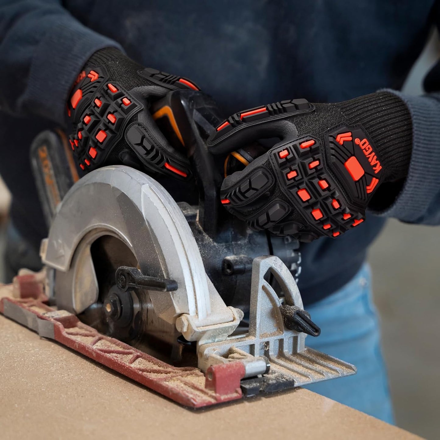 TPR Impact Reducing Work Gloves for Men,ANSI A3 Cut Resistant,Micro-Foam Nitrile Coated,Anti-Abrasion & Firm Grip,Ideal for Light Oil Work,Construction,Mechanics,Glass Handling,KG30NB