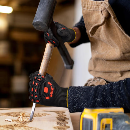 TPR Impact Reducing Work Gloves for Men,ANSI A3 Cut Resistant,Micro-Foam Nitrile Coated,Anti-Abrasion & Firm Grip,Ideal for Light Oil Work,Construction,Mechanics,Glass Handling,KG30NB