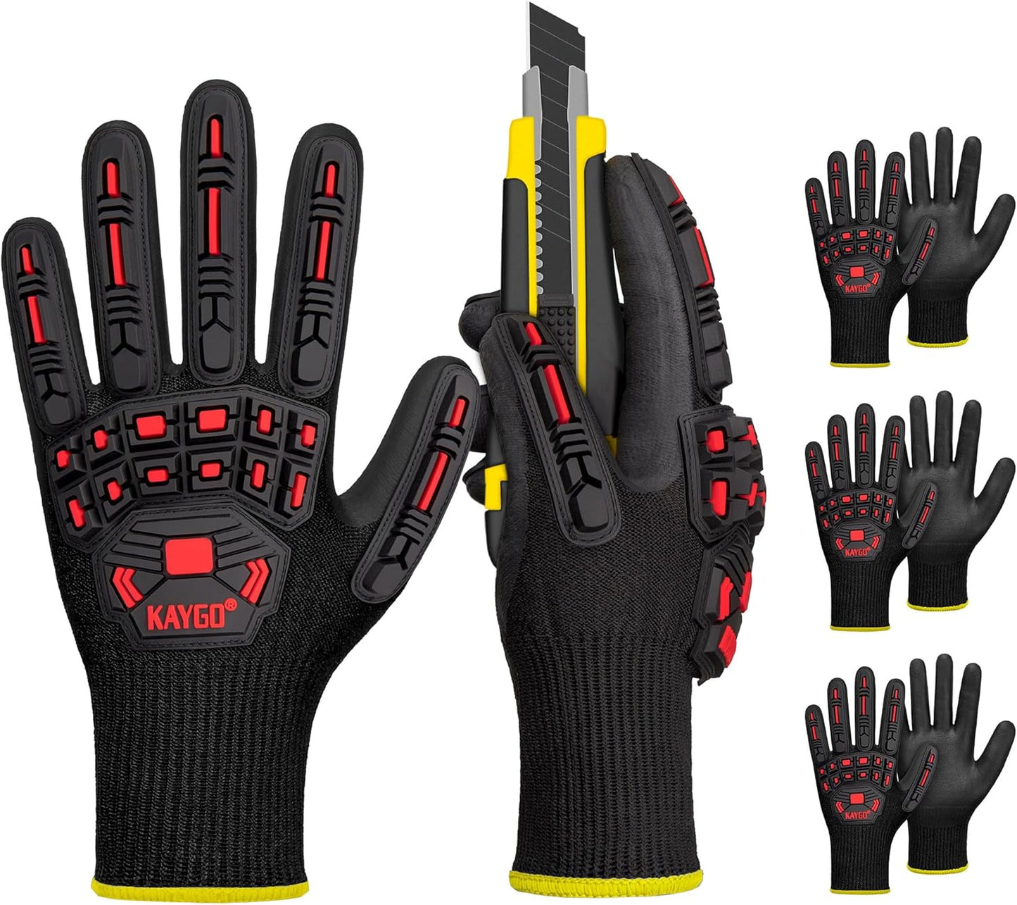 TPR Impact Reducing Work Gloves for Men,ANSI A3 Cut Resistant,Micro-Foam Nitrile Coated,Anti-Abrasion & Firm Grip,Ideal for Light Oil Work,Construction,Mechanics,Glass Handling,KG30NB
