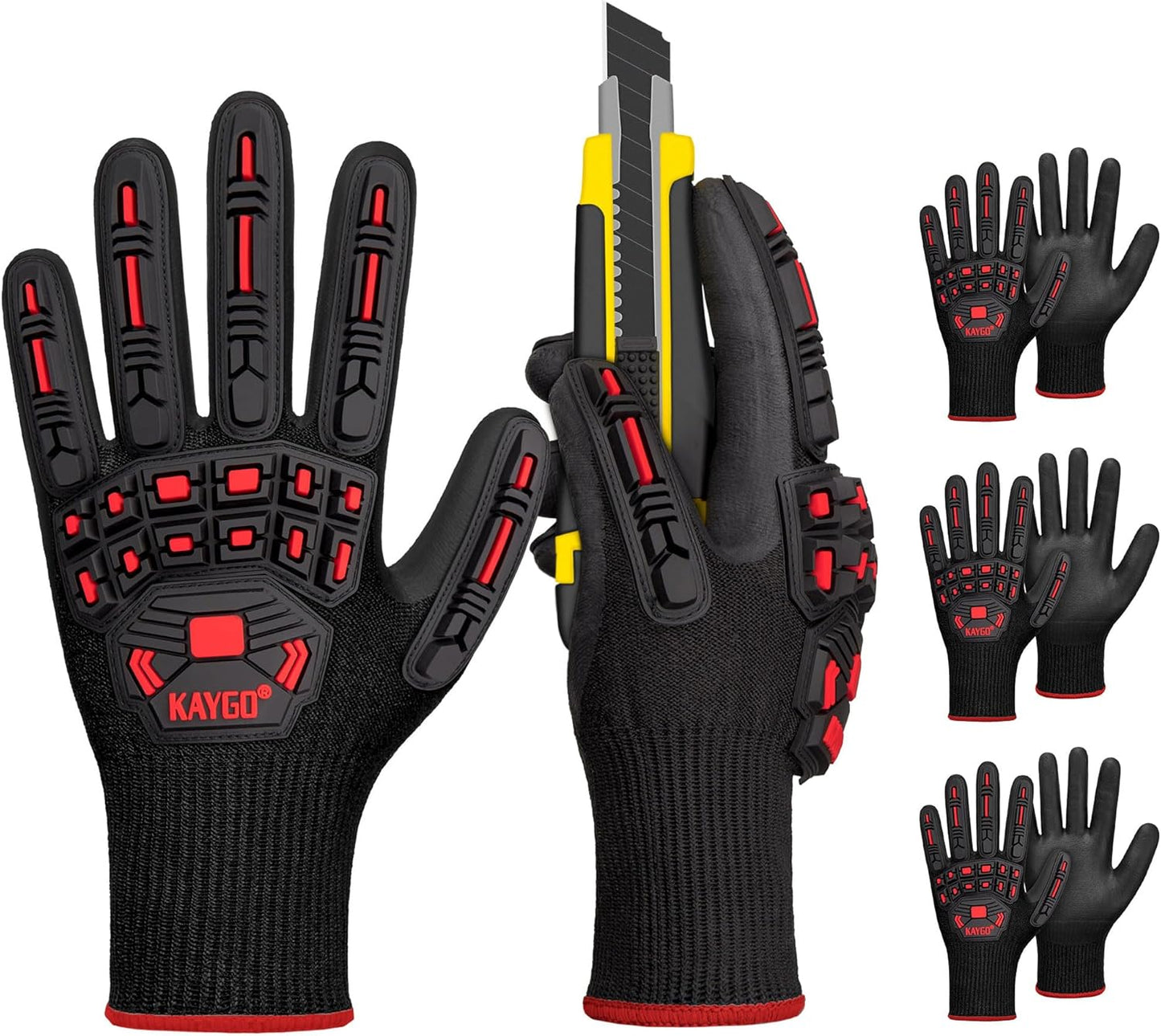 TPR Impact Reducing Work Gloves for Men,ANSI A3 Cut Resistant,Micro-Foam Nitrile Coated,Anti-Abrasion & Firm Grip,Ideal for Light Oil Work,Construction,Mechanics,Glass Handling,KG30NB