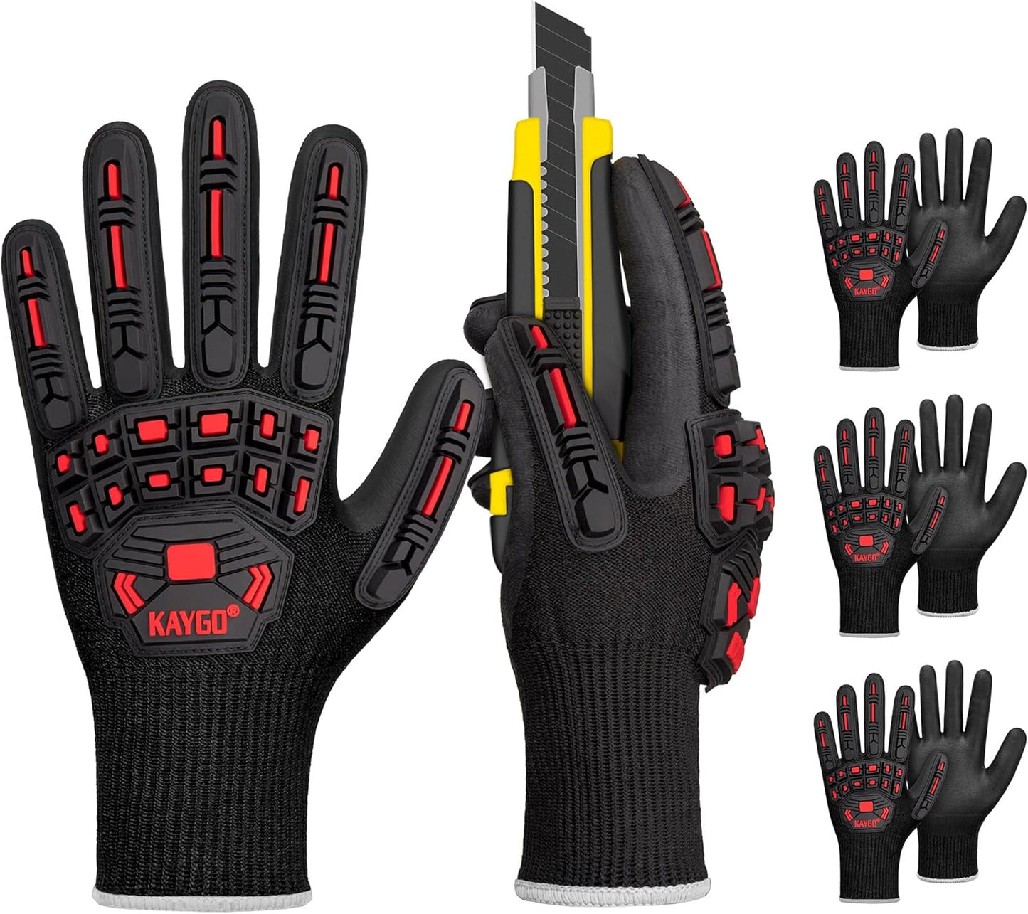 TPR Impact Reducing Work Gloves for Men,ANSI A3 Cut Resistant,Micro-Foam Nitrile Coated,Anti-Abrasion & Firm Grip,Ideal for Light Oil Work,Construction,Mechanics,Glass Handling,KG30NB