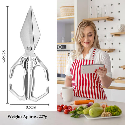 2-Piece Kitchen Scissors Set - Heavy Duty Poultry & Cooking Shears, High-Carbon Steel Meat Scissors for Chicken Bones/Seafood/Herbs, Ergonomic Handle Black & Silver