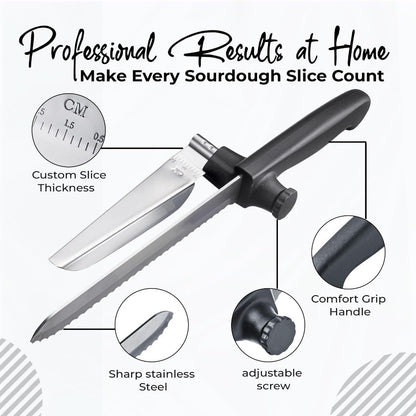 Bread Slicer for Homemade Bread, Cake Knife, Adjustable Slicing Guide | Sourdough Baking Supplies, Sour Dough tools, Lame, Scoring Tool, Serrated Knives, Accessories for Sourdough Rounds