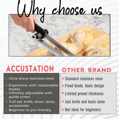 Bread Slicer for Homemade Bread, Cake Knife, Adjustable Slicing Guide | Sourdough Baking Supplies, Sour Dough tools, Lame, Scoring Tool, Serrated Knives, Accessories for Sourdough Rounds