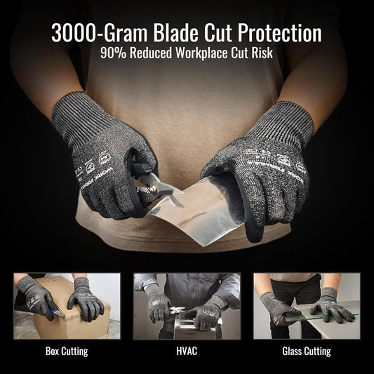 2/5 Pack Snug Fit Cut Resistant Gloves, ANSI A4, XS-3XL, Men/Women, Metal/Glass/Wood/Box Cutting, Fishing, HVAC