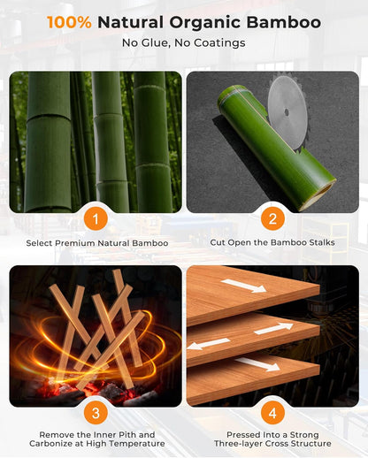 Bamboo Cutting Board for Kitchen, Knife-Friendly Wooden Cutting Boards Set | 3-Piece with Juice Groove, Durable Chopping Boards for Meat, Vegetables, Fruits, Cheese – Multi-Purpose, Kitchen Gifts
