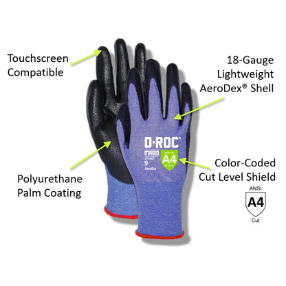 Magid AeroDex A4 Cut Gloves, Polyurethane, 1 Pair, Size 6/XS