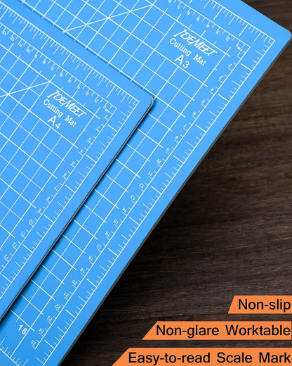Density-upgraded 9"x12" Self Healing Cutting Mat, Rotary Sewing Mat for Crafts, 5-Ply Blade Table Protector Cut Board for Fabric Leather Cutting Quilting Modeling Hobby Project, A4, Blue
