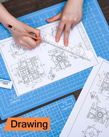 Density-upgraded 9"x12" Self Healing Cutting Mat, Rotary Sewing Mat for Crafts, 5-Ply Blade Table Protector Cut Board for Fabric Leather Cutting Quilting Modeling Hobby Project, A4, Blue