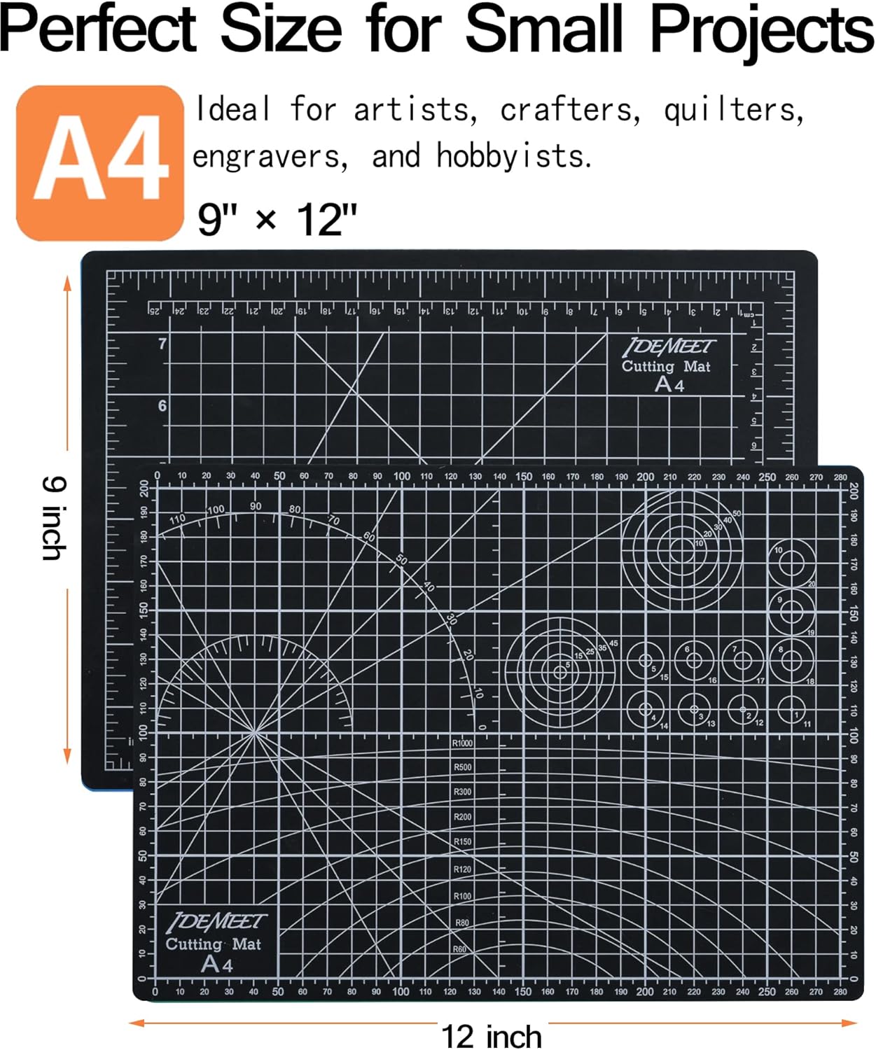 Density-upgraded 9"x12" Self Healing Cutting Mat, Rotary Sewing Mat for Crafts, 5-Ply Blade Table Protector Cut Board for Fabric Leather Cutting Quilting Modeling Hobby Project, A4, Blue
