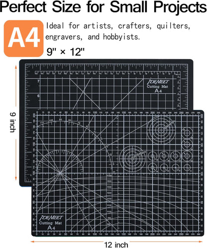 Density-upgraded 9"x12" Self Healing Cutting Mat, Rotary Sewing Mat for Crafts, 5-Ply Blade Table Protector Cut Board for Fabric Leather Cutting Quilting Modeling Hobby Project, A4, Blue
