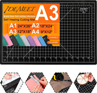 Density-upgraded 9"x12" Self Healing Cutting Mat, Rotary Sewing Mat for Crafts, 5-Ply Blade Table Protector Cut Board for Fabric Leather Cutting Quilting Modeling Hobby Project, A4, Blue