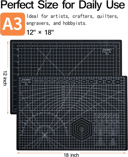 Density-upgraded 9"x12" Self Healing Cutting Mat, Rotary Sewing Mat for Crafts, 5-Ply Blade Table Protector Cut Board for Fabric Leather Cutting Quilting Modeling Hobby Project, A4, Blue