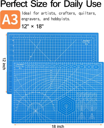 Density-upgraded 9"x12" Self Healing Cutting Mat, Rotary Sewing Mat for Crafts, 5-Ply Blade Table Protector Cut Board for Fabric Leather Cutting Quilting Modeling Hobby Project, A4, Blue