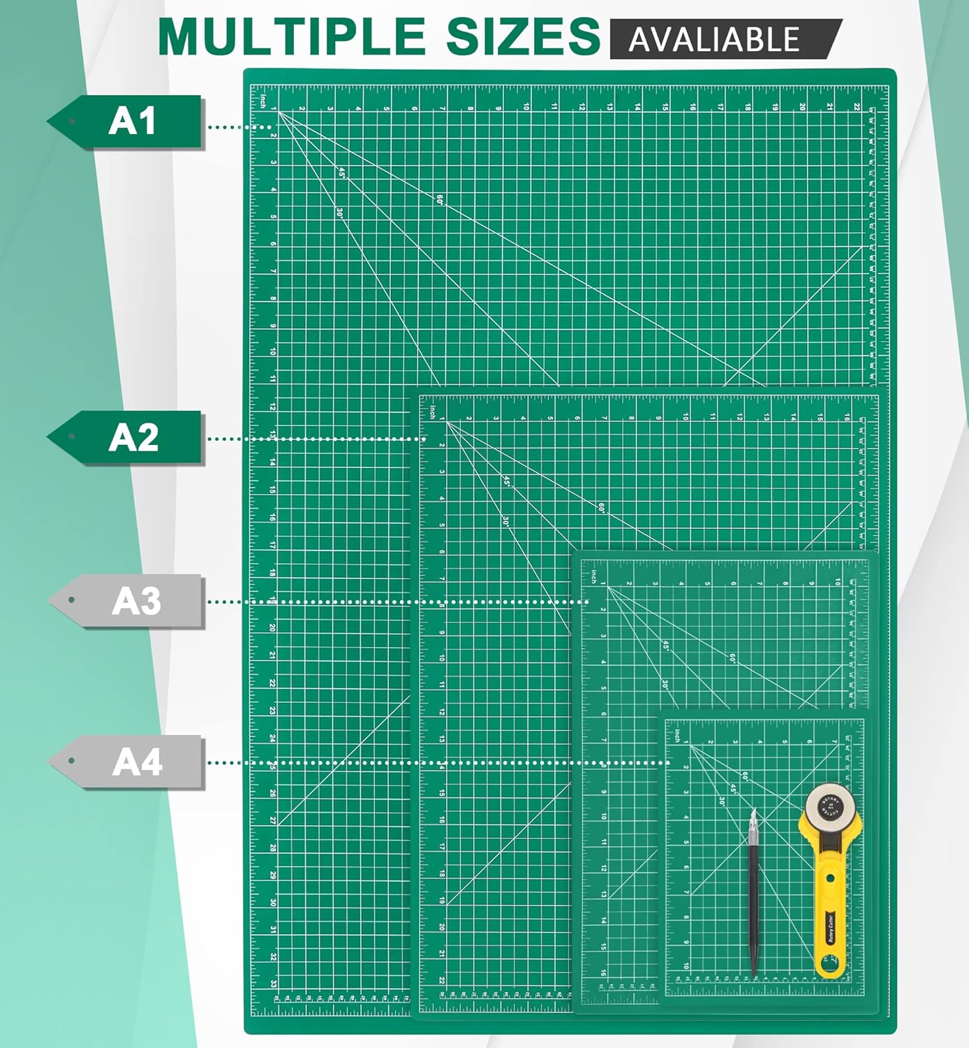 Density-upgraded 9"x12" Self Healing Cutting Mat, Rotary Sewing Mat for Crafts, 5-Ply Blade Table Protector Cut Board for Fabric Leather Cutting Quilting Modeling Hobby Project, A4, Blue
