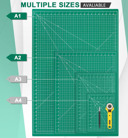 Density-upgraded 9"x12" Self Healing Cutting Mat, Rotary Sewing Mat for Crafts, 5-Ply Blade Table Protector Cut Board for Fabric Leather Cutting Quilting Modeling Hobby Project, A4, Blue