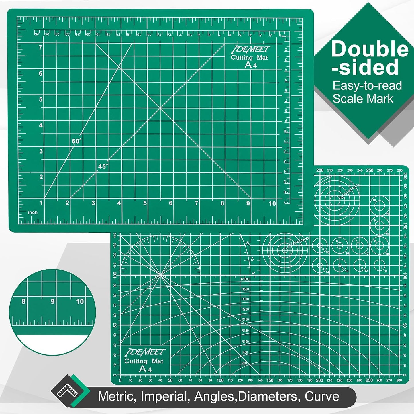 Density-upgraded 9"x12" Self Healing Cutting Mat, Rotary Sewing Mat for Crafts, 5-Ply Blade Table Protector Cut Board for Fabric Leather Cutting Quilting Modeling Hobby Project, A4, Blue