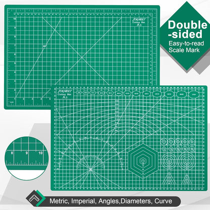 Density-upgraded 9"x12" Self Healing Cutting Mat, Rotary Sewing Mat for Crafts, 5-Ply Blade Table Protector Cut Board for Fabric Leather Cutting Quilting Modeling Hobby Project, A4, Blue