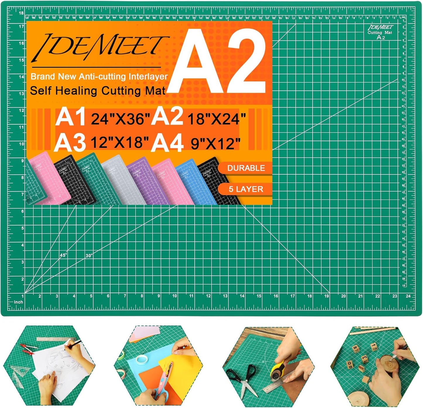 Density-upgraded 9"x12" Self Healing Cutting Mat, Rotary Sewing Mat for Crafts, 5-Ply Blade Table Protector Cut Board for Fabric Leather Cutting Quilting Modeling Hobby Project, A4, Blue