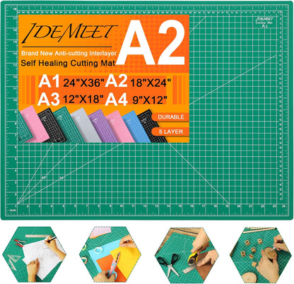Density-upgraded 9"x12" Self Healing Cutting Mat, Rotary Sewing Mat for Crafts, 5-Ply Blade Table Protector Cut Board for Fabric Leather Cutting Quilting Modeling Hobby Project, A4, Blue