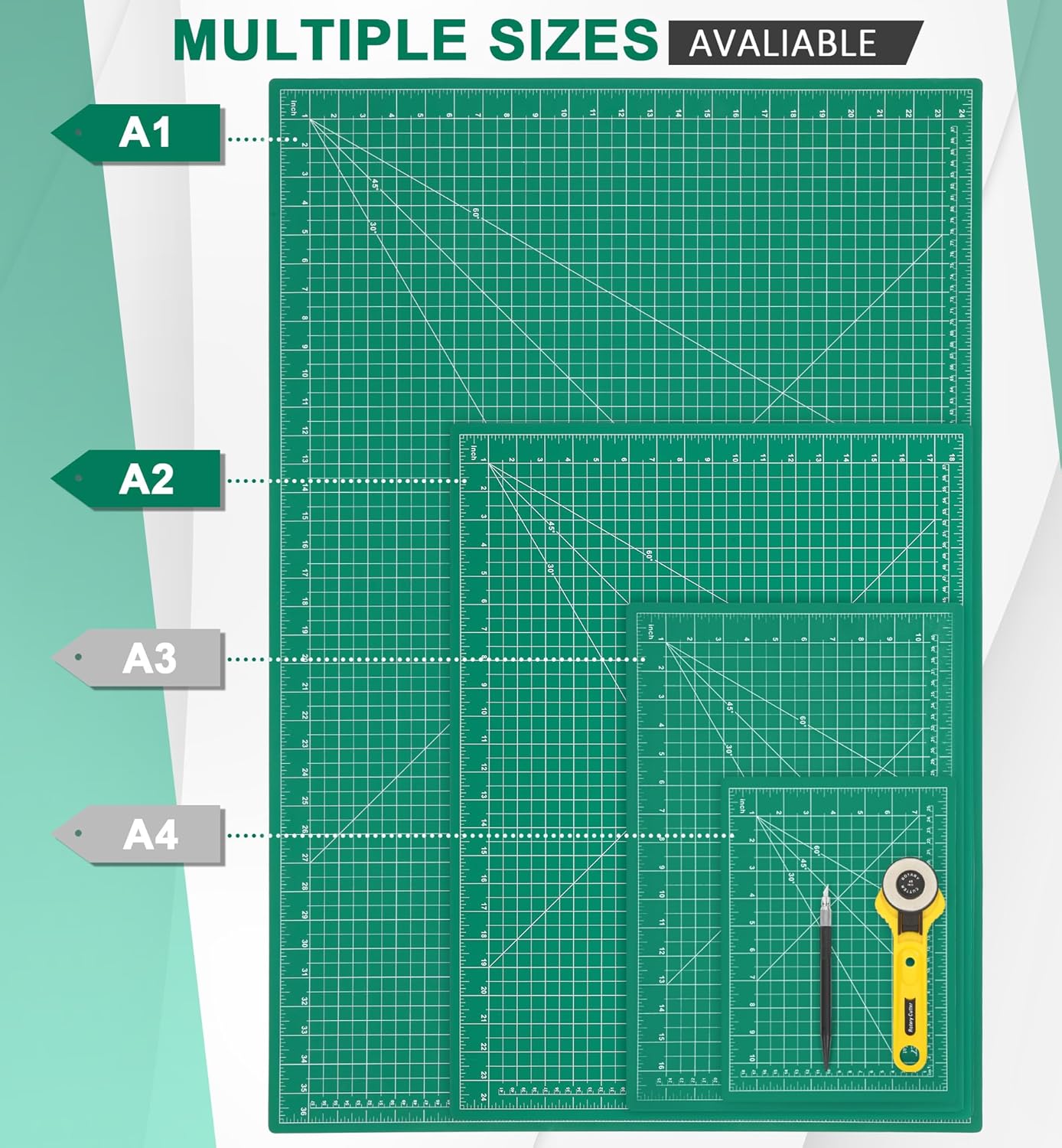 Density-upgraded 9"x12" Self Healing Cutting Mat, Rotary Sewing Mat for Crafts, 5-Ply Blade Table Protector Cut Board for Fabric Leather Cutting Quilting Modeling Hobby Project, A4, Blue