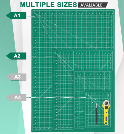 Density-upgraded 9"x12" Self Healing Cutting Mat, Rotary Sewing Mat for Crafts, 5-Ply Blade Table Protector Cut Board for Fabric Leather Cutting Quilting Modeling Hobby Project, A4, Blue