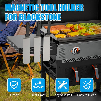 Magnetic Tool Holder Strip for Blackstone Griddle, Utensil Holder Accessories for Kitchen, 2 Pack Outdoor BBQ Multipurpose Magnetic Knife Storage Rack, Magnet Grill Tool Holder (12.64" x 1.8")