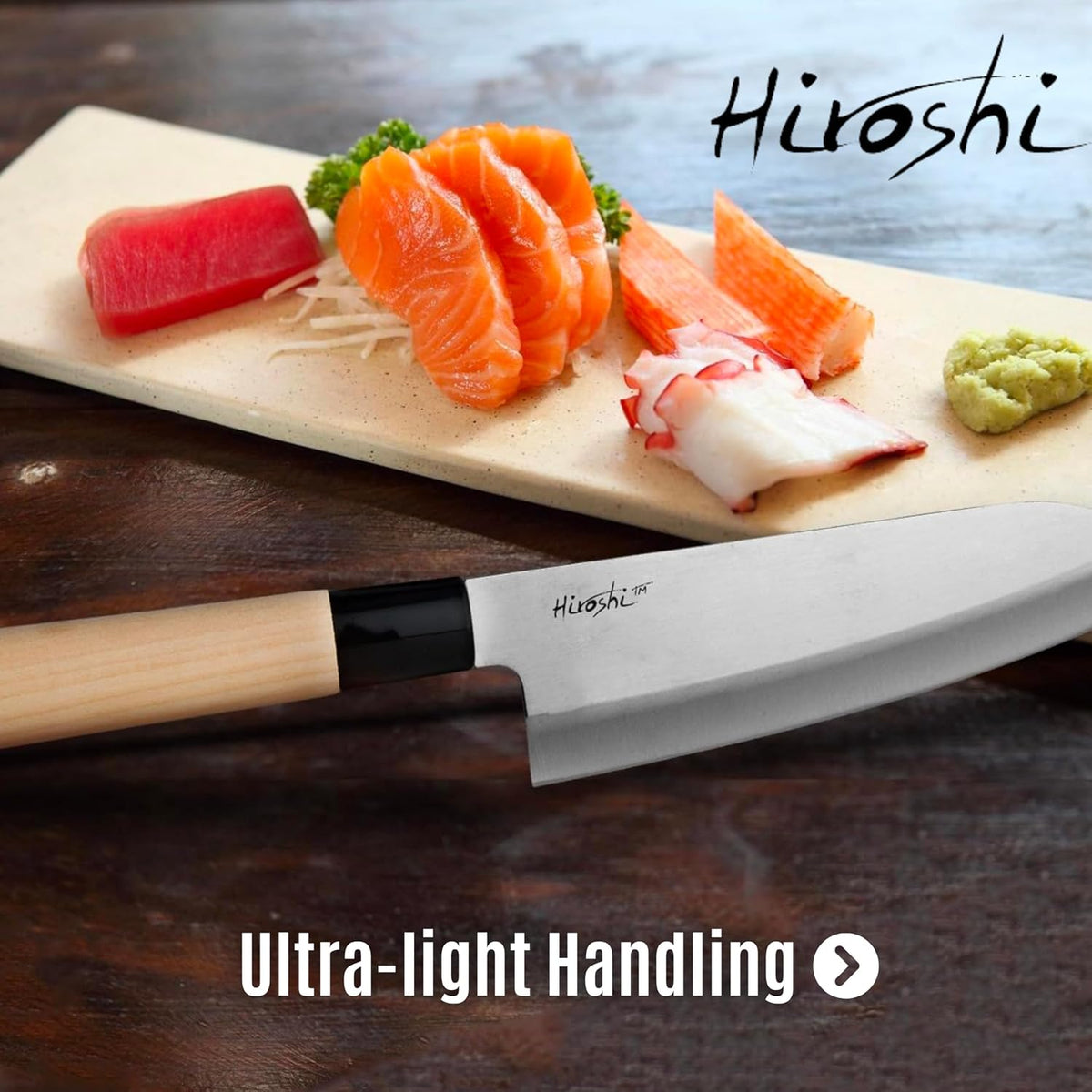 Sushi & Sashimi Knife Set 4-Piece High Carbon Stainless Steel Japanese Chef Knives with Beech Wood Handle Professional Kitchen Knife Set for Precision Cutting