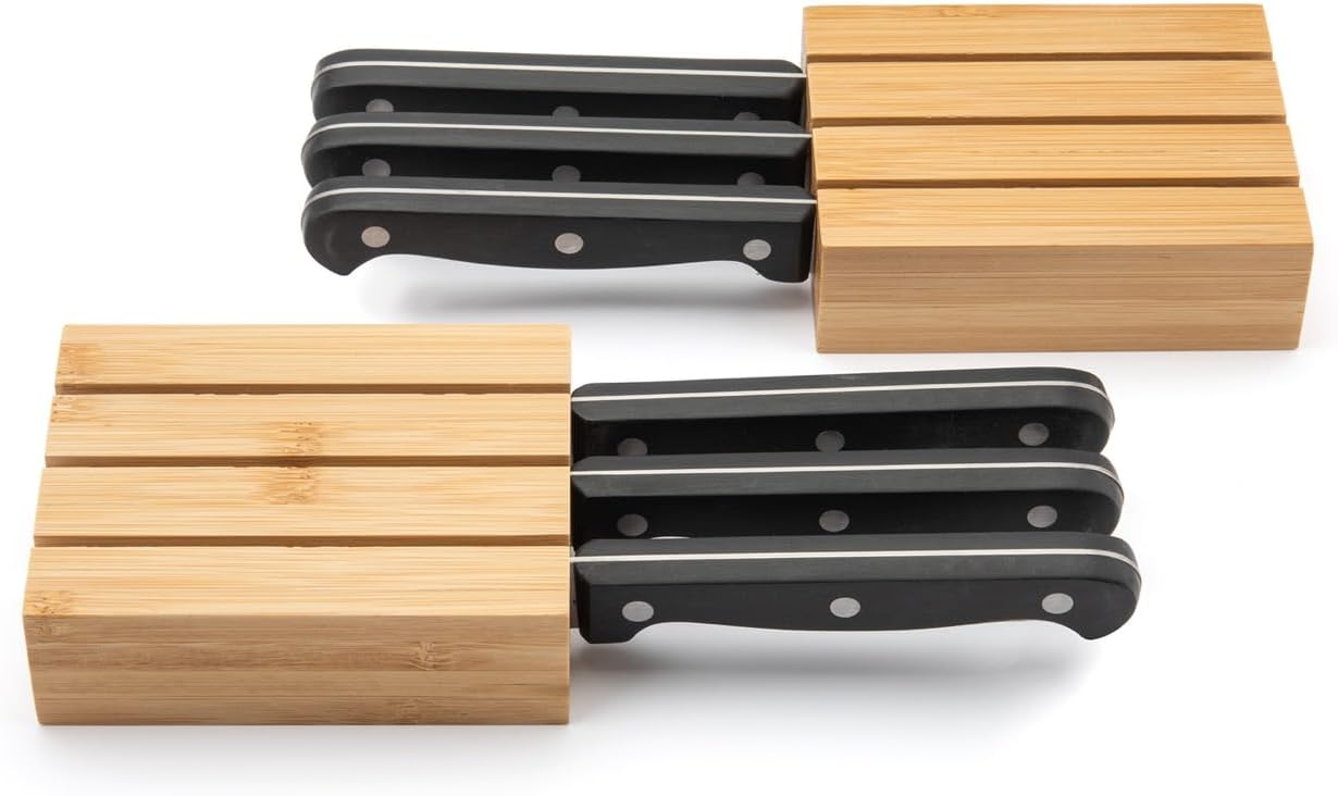 Bamboo Drawer Organizer - Expandable Silverware Organizer & Utensil Drawer Organizer, Cutlery Tray with Dividers, 7-9 Slots- Kitchen Organizer for Utensils & Flatware (Natural)
