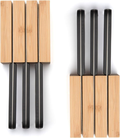 Bamboo Drawer Organizer - Expandable Silverware Organizer & Utensil Drawer Organizer, Cutlery Tray with Dividers, 7-9 Slots- Kitchen Organizer for Utensils & Flatware (Natural)