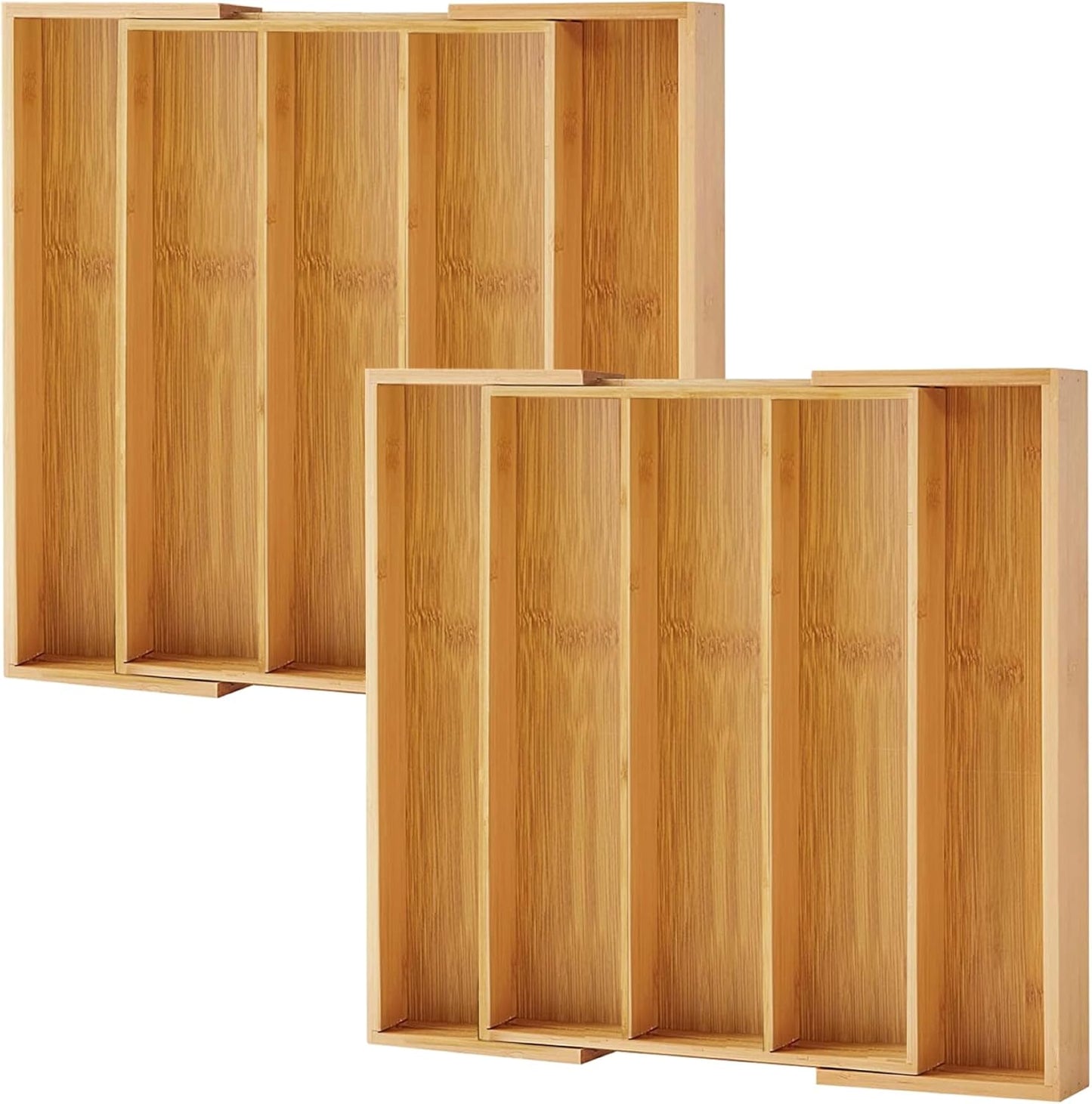 Bamboo Drawer Organizer - Expandable Silverware Organizer & Utensil Drawer Organizer, Cutlery Tray with Dividers, 7-9 Slots- Kitchen Organizer for Utensils & Flatware (Natural)
